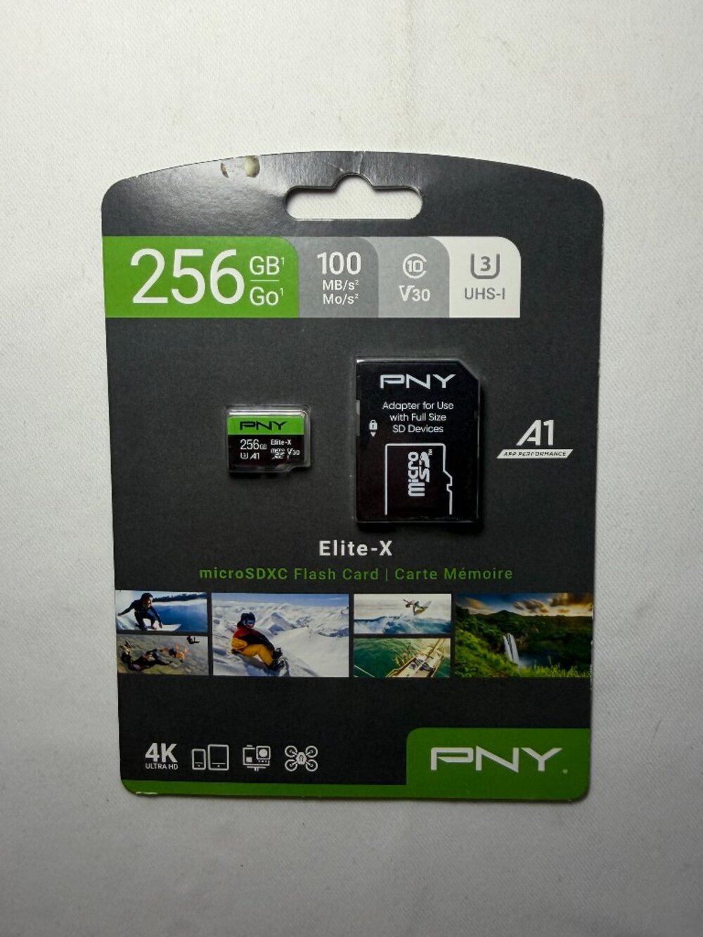PNY 256GB Elite-X MicroSDXC Flash Card 4K Ultra HD 100MB/s P-SDU25U3100EX-GE NIP